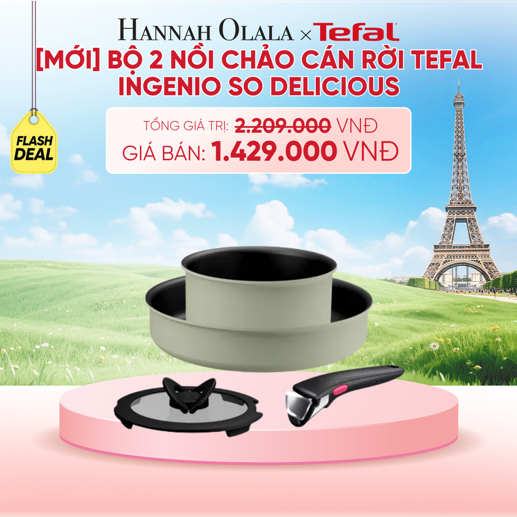 [MỚI] BỘ 2 NỒI CHẢO CÁN RỜI TEFAL INGENIO SO DELICIOUS, QUÁNH 16CM/ CHIÊN 24CM, NẮP 16CM - B247 