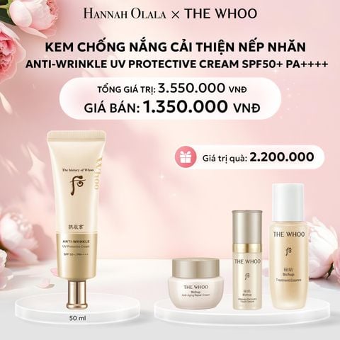  E228: DEAL 12: KEM CHỐNG NẮNG CẢI THIỆN NẾP NHĂN WHOO ANTI-WRINKLE UV PROTECTIVE CREAM SPF50+ PA++++ 50ML - [GIAO HÀNG TỪ 03/10] 