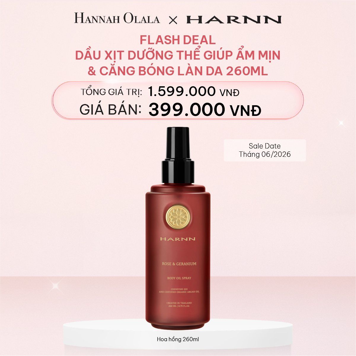  E457_DEAL 12: [FLASH DEAL] DẦU XỊT DƯỠNG THỂ GIÚP ẨM MỊN VÀ CĂNG BÓNG LÀN DA 260ML (Sale Date Tháng 06/2026) 