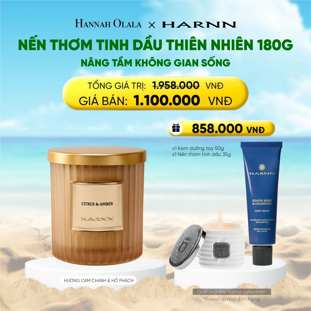  A1127_DEAL 12: [HARNN NEW COLLECTION] NẾN THƠM TIMELESS 180G HƯƠNG TINH DẦU THIÊN NHIÊN NÂNG TẦM KHÔNG GIAN SỐNG 