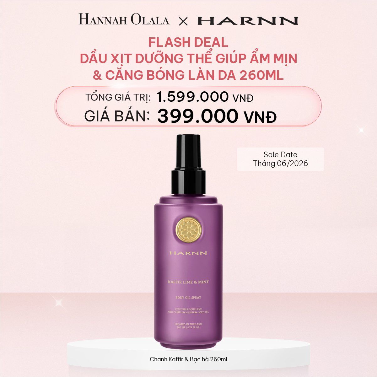  E457_DEAL 12: [FLASH DEAL] DẦU XỊT DƯỠNG THỂ GIÚP ẨM MỊN VÀ CĂNG BÓNG LÀN DA 260ML (Sale Date Tháng 06/2026) 
