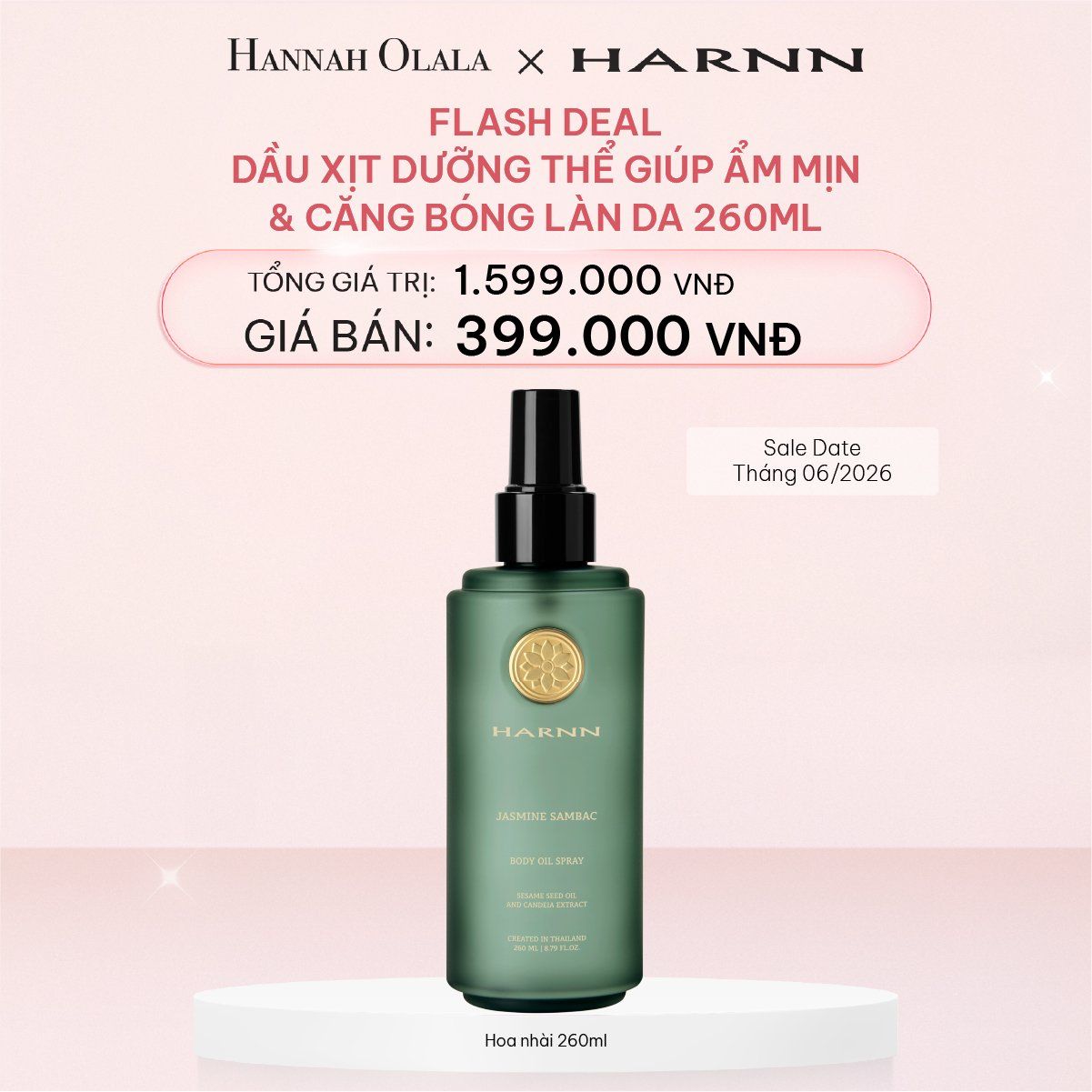  E457_DEAL 12: [FLASH DEAL] DẦU XỊT DƯỠNG THỂ GIÚP ẨM MỊN VÀ CĂNG BÓNG LÀN DA 260ML (Sale Date Tháng 06/2026) 