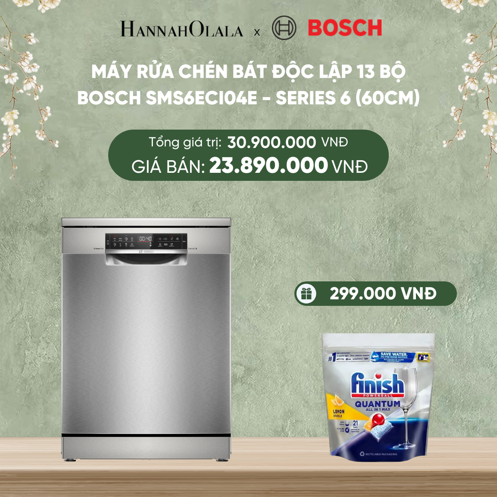  DEAL 12: MÁY RỬA CHÉN BÁT ĐỘC LẬP 13 BỘ BOSCH SMS6ECI04E - SERIES 6 (60CM) 