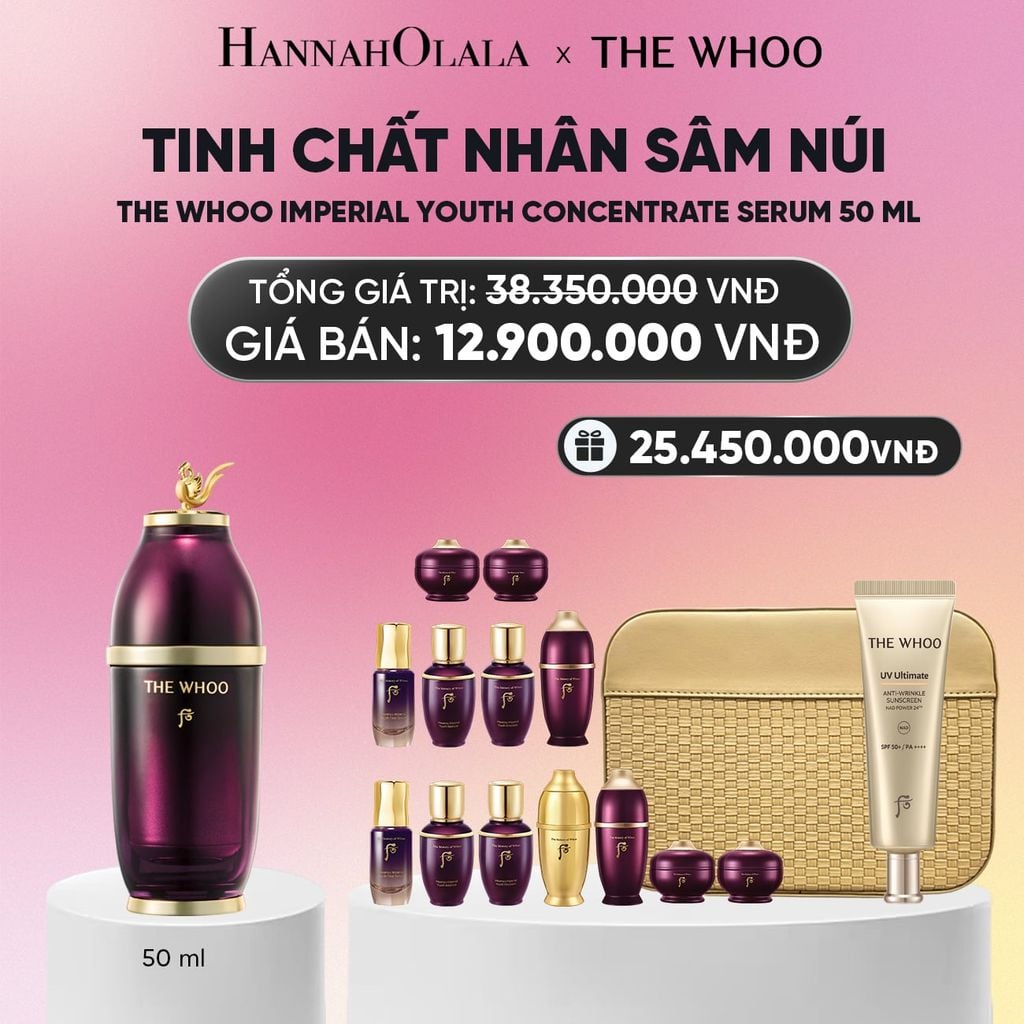  BỘ TINH CHẤT CHIẾT XUẤT NHÂN SÂM NÚI 30 NĂM TUỔI THE WHOO HWANYU IMPERIAL YOUTH CONCENTRATE SERUM 50ML_A209 