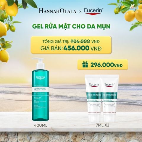  GEL RỬA MẶT EUCERIN DERMOPURE CLINICAL PURIFYING CLEANSER 400ML DEAL 12: 