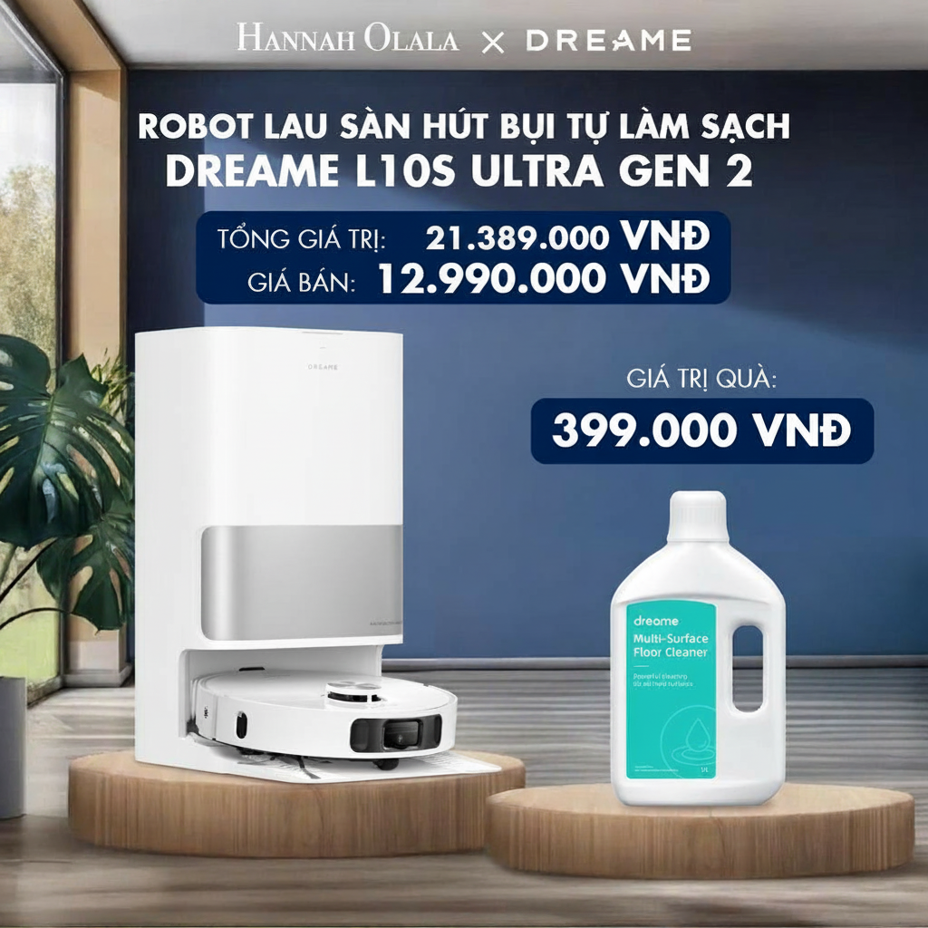  DREAME L10S ULTRA GEN 2 ROBOT HÚT BỤI THÔNG MINH GIẺ LAU XOAY MỞ RỘNG ĐẾN 4CM BH 24 THÁNG 