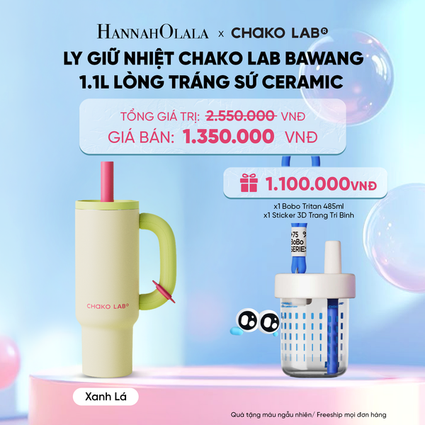  LY GIỮ NHIỆT CHAKO LAB BAWANG 1.1L LÒNG TRÁNG SỨ CERAMIC 