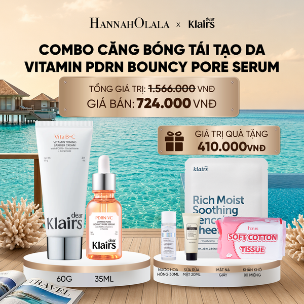  COMBO DEAR KLAIRS KEM DƯỠNG VITAMIN TONING BARRIER CREAM 60G VÀ TINH CHẤT VITAMIN PDRN BOUNCY PORE SERUM 35 ML 