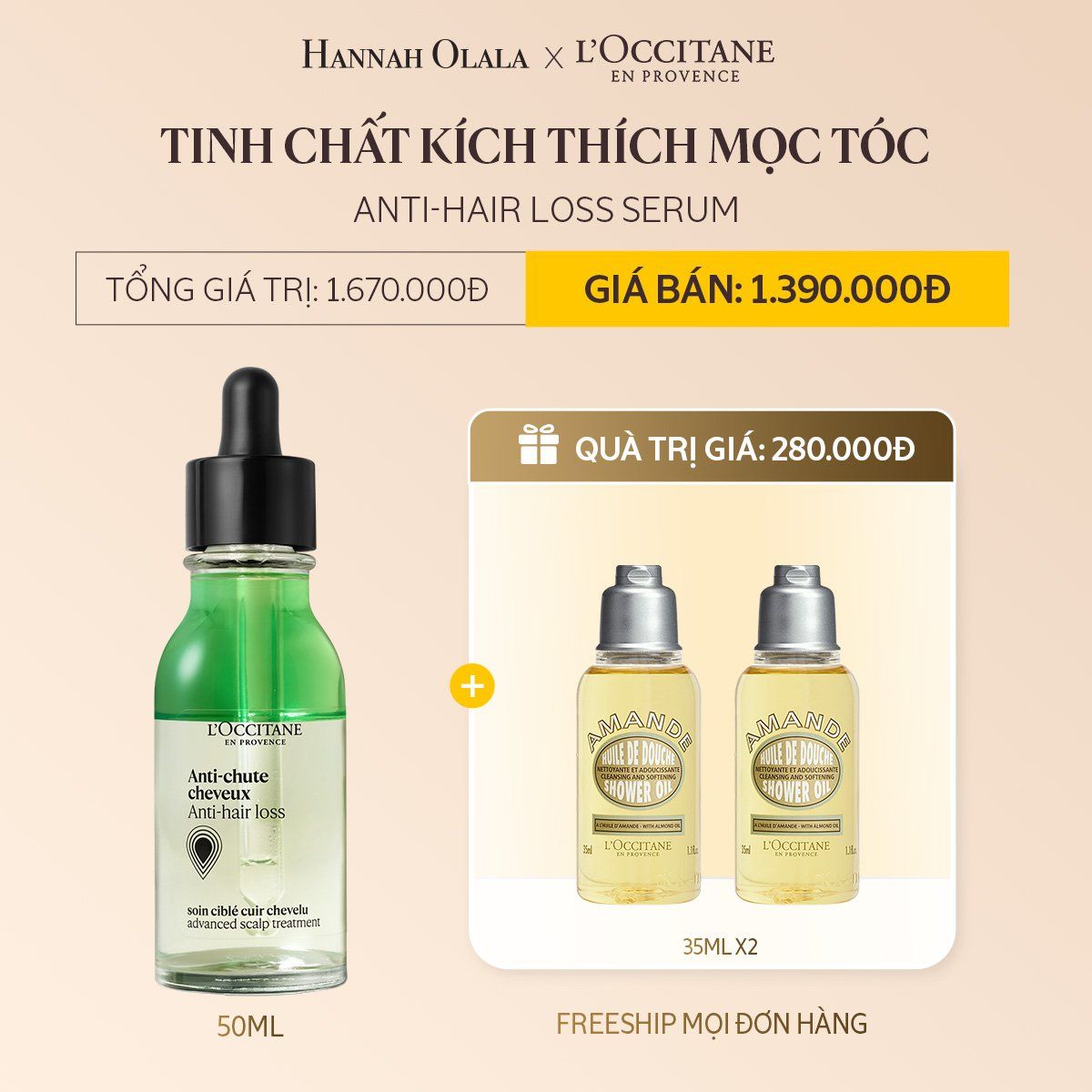  DEAL 12: TINH CHẤT KÍCH THÍCH MỌC TÓC ANTI-HAIR LOSS SERUM 50ML 