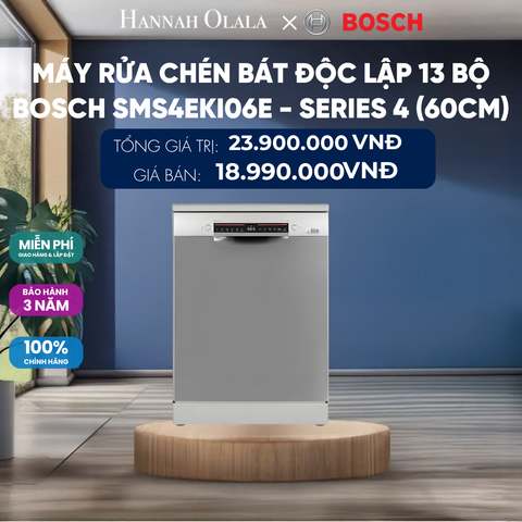  MÁY RỬA CHÉN BÁT ĐỘC LẬP 13 BỘ BOSCH SMS4EKI06E - SERIES 4 (60CM) 