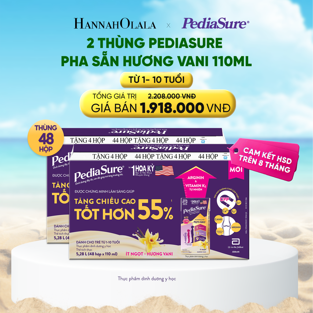  DEAL_12: 2 THÙNG PEDIASURE PHA SẴN HƯƠNG VANI 110ML 
