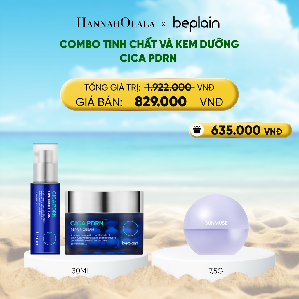  DEAL 7: COMBO BEPLAIN KEM DƯỠNG DA CICA PDRN REPAIR CREAM 50ML + BEPLAIN TINH CHẤT CICA PDRN SKIN BOOSTER SERUM 30ML 