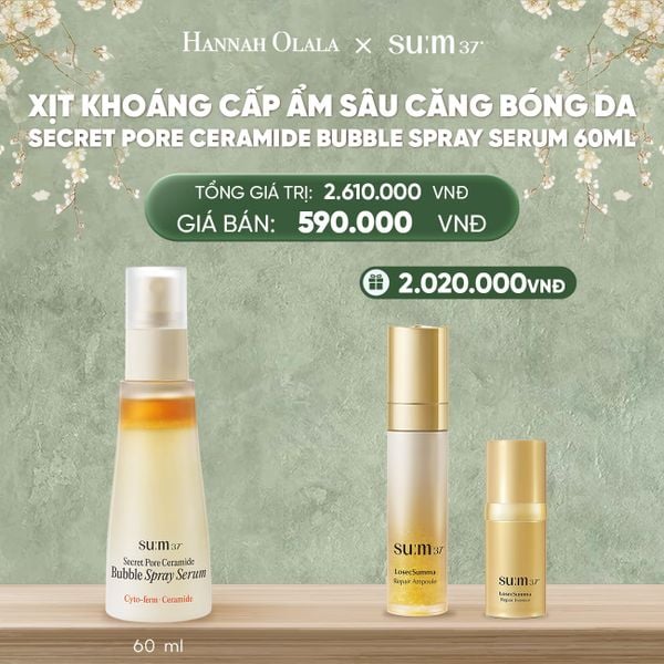  DEAL37: XỊT KHOÁNG CẤP ẨM SÂU CĂNG BÓNG DA SU:M37 SECRET PORE CERAMIDE BUBBLE SPRAY SERUM 60ML 