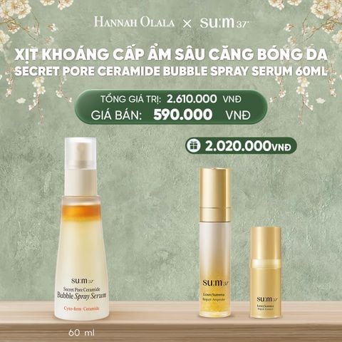  DEAL37: XỊT KHOÁNG CẤP ẨM SÂU CĂNG BÓNG DA SU:M37 SECRET PORE CERAMIDE BUBBLE SPRAY SERUM 60ML 
