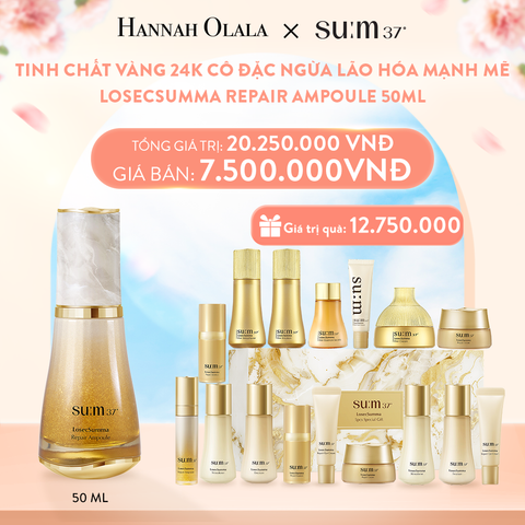  A802_DEAL33: TINH CHẤT VÀNG 24K CÔ ĐẶC NGỪA LÃO HÓA MẠNH MẼ SU:M37 LOSECSUMMA REPAIR AMPOULE 50ML 