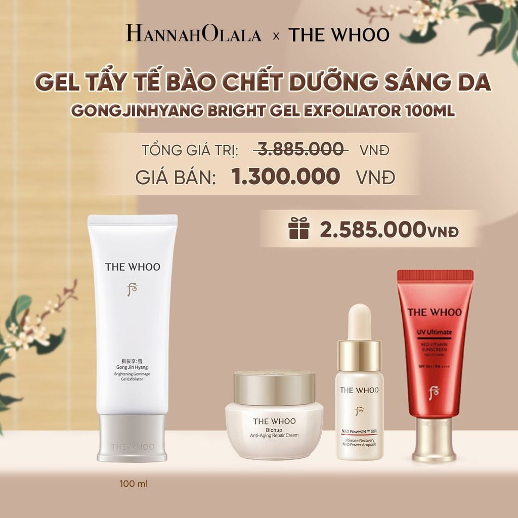  GEL TẨY TẾ BÀO CHẾT DƯỠNG SÁNG DA THE WHOO GONGJINHYANG BRIGHT GEL EXFOLIATOR 100ML - A105 