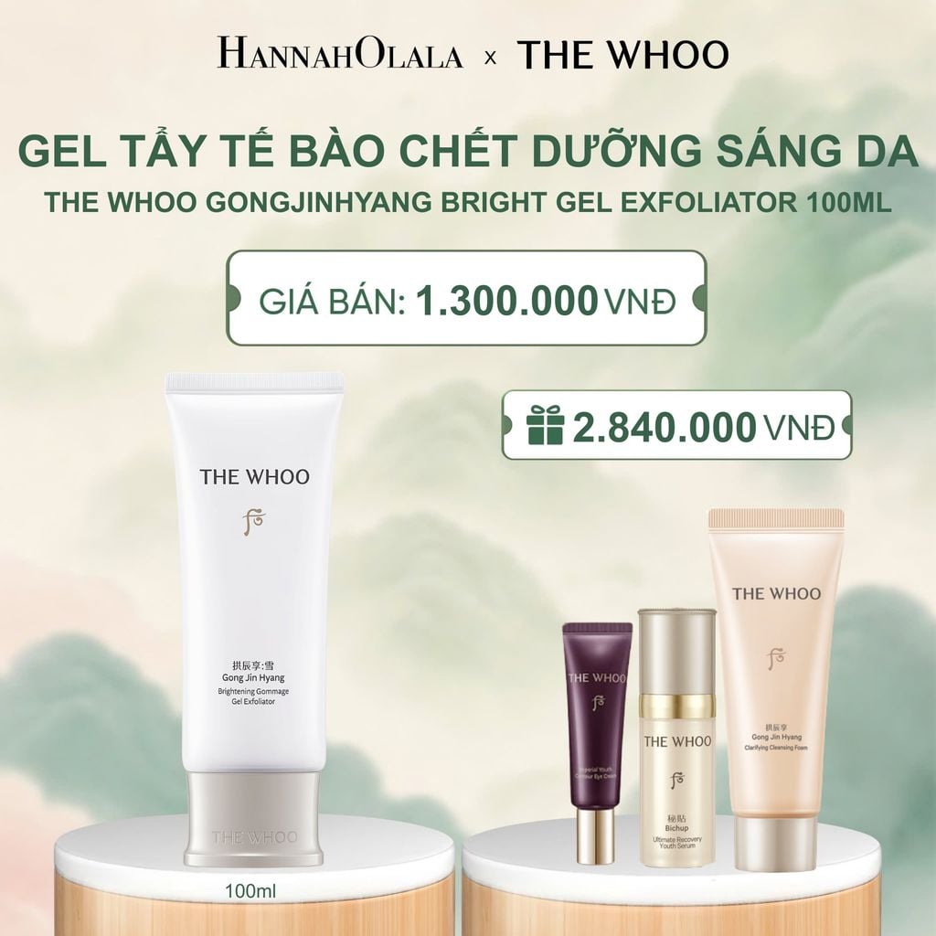  GEL TẨY TẾ BÀO CHẾT DƯỠNG SÁNG DA THE WHOO GONGJINHYANG BRIGHT GEL EXFOLIATOR 100ML - A1102 