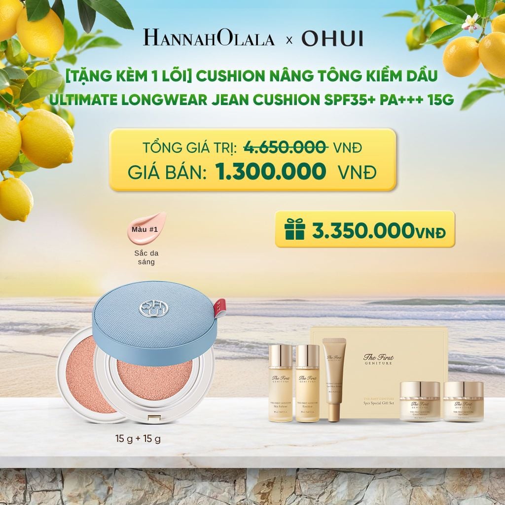  [TẶNG KÈM 1 LÕI] CUSHION NÂNG TÔNG KIỀM DẦU OHUI TONE UP JEAN CUSHION SPF35+ PA+++ 15G - A75 