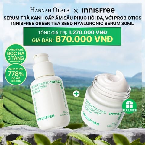  DEAL 4: SERUM TRÀ XANH CẤP ẨM SÂU PHỤC HỒI DA, VỚI PROBIOTICS INNISFREE GREEN TEA SEED HYALURONIC SERUM 80ML 