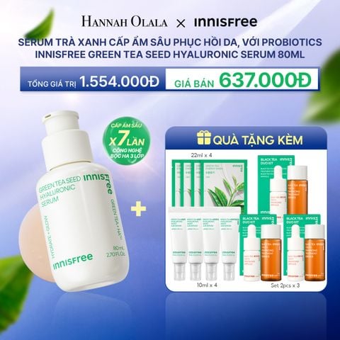  M74_DEAL 4: SERUM TRÀ XANH CẤP ẨM SÂU PHỤC HỒI DA, VỚI PROBIOTICS INNISFREE GREEN TEA SEED HYALURONIC SERUM 80ML 