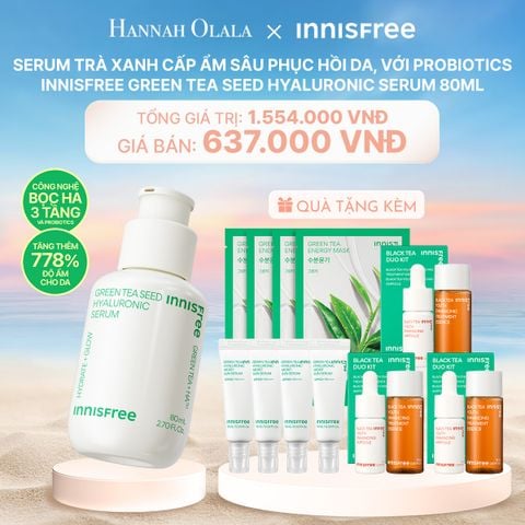  C136_DEAL 8: SERUM TRÀ XANH CẤP ẨM SÂU PHỤC HỒI DA, VỚI PROBIOTICS INNISFREE GREEN TEA SEED HYALURONIC SERUM 80ML 