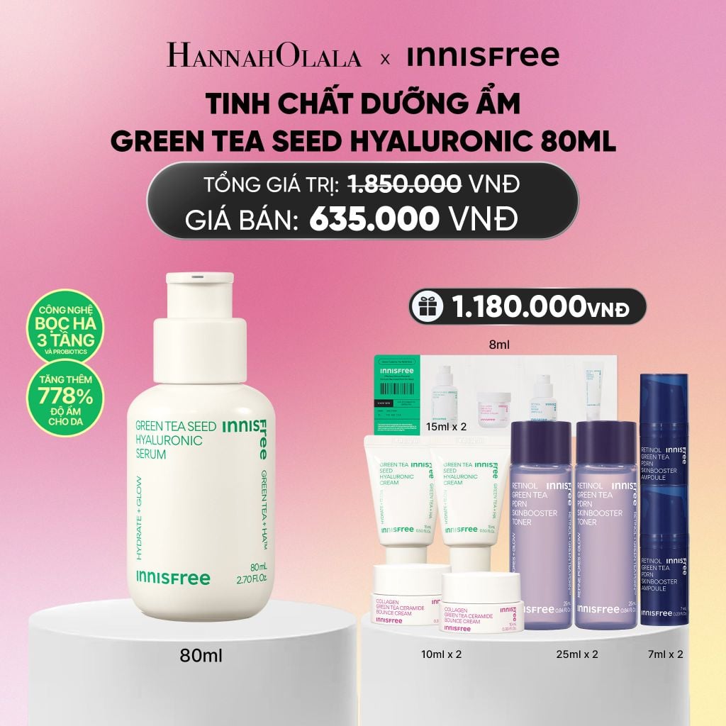  SERUM TRÀ XANH CẤP ẨM SÂU PHỤC HỒI DA, VỚI PROBIOTICS INNISFREE GREEN TEA SEED HYALURONIC SERUM 80ML_A1412 