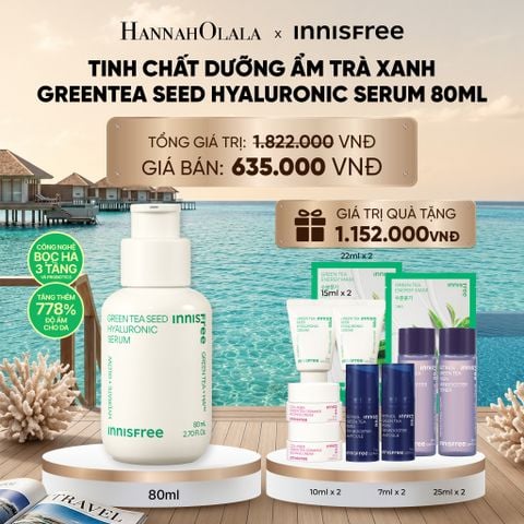  SERUM TRÀ XANH CẤP ẨM SÂU PHỤC HỒI DA, VỚI PROBIOTICS INNISFREE GREEN TEA SEED HYALURONIC SERUM 80ML_ D1818 