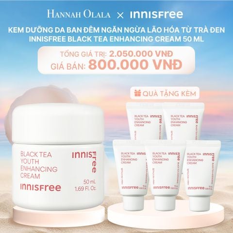  C128_DEAL 27: KEM DƯỠNG DA BAN ĐÊM NGĂN NGỪA LÃO HÓA TỪ TRÀ ĐEN INNISFREE BLACK TEA ENHANCING CREAM 50 ML 