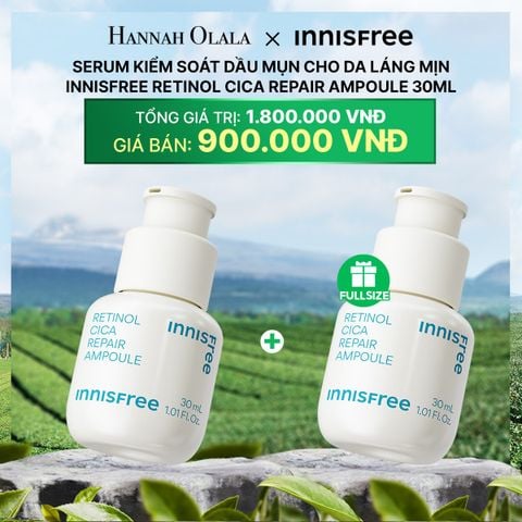  DEAL 9: [MUA 1 TẶNG 1] SERUM KIỂM SOÁT DẦU MỤN CHO DA LÁNG MỊN INNISFREE RETINOL CICA REPAIR AMPOULE 30ML 