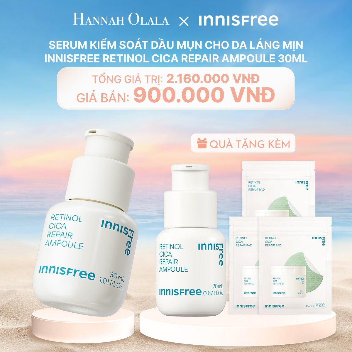  C116_DEAL 16: SERUM KIỂM SOÁT DẦU MỤN CHO DA LÁNG MỊN INNISFREE RETINOL CICA REPAIR AMPOULE 30ML 
