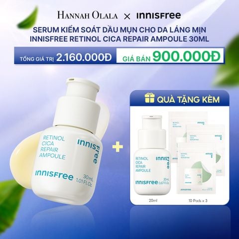  M77_DEAL 7: SERUM KIỂM SOÁT DẦU MỤN CHO DA LÁNG MỊN INNISFREE RETINOL CICA REPAIR AMPOULE 30ML 