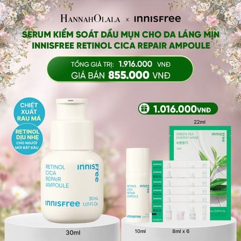  DEAL 6: SERUM KIỂM SOÁT DẦU MỤN CHO DA LÁNG MỊN INNISFREE RETINOL CICA REPAIR AMPOULE 30ML 
