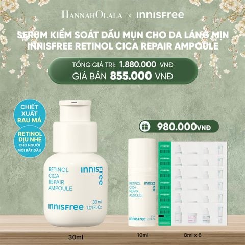  DEAL 6: SERUM KIỂM SOÁT DẦU MỤN CHO DA LÁNG MỊN INNISFREE RETINOL CICA REPAIR AMPOULE 30ML 