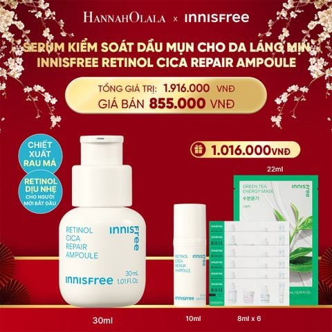  DEAL 6: SERUM KIỂM SOÁT DẦU MỤN CHO DA LÁNG MỊN INNISFREE RETINOL CICA REPAIR AMPOULE 30ML 