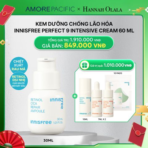  D102_DEAL 6: SERUM KIỂM SOÁT DẦU MỤN CHO DA LÁNG MỊN INNISFREE RETINOL CICA REPAIR AMPOULE 30ML 