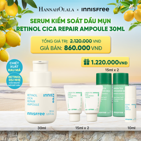  SERUM KIỂM SOÁT DẦU MỤN CHO DA LÁNG MỊN INNISFREE RETINOL CICA REPAIR AMPOULE 30ML 