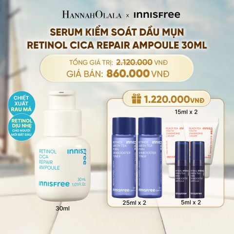  SERUM KIỂM SOÁT DẦU MỤN CHO DA LÁNG MỊN INNISFREE RETINOL CICA REPAIR AMPOULE 30ML - A1390 