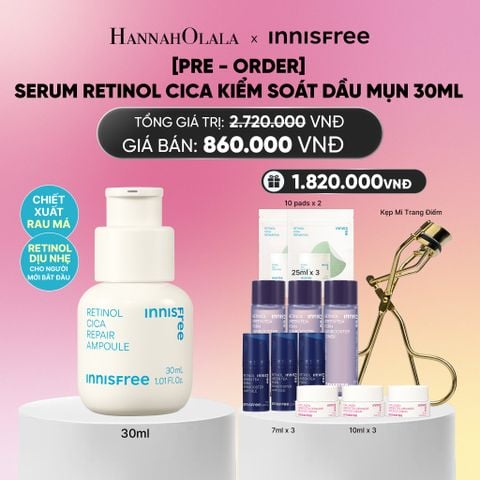  SERUM KIỂM SOÁT DẦU MỤN CHO DA LÁNG MỊN INNISFREE RETINOL CICA REPAIR AMPOULE 30ML_A1421 