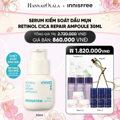  SERUM KIỂM SOÁT DẦU MỤN CHO DA LÁNG MỊN INNISFREE RETINOL CICA REPAIR AMPOULE 30ML 