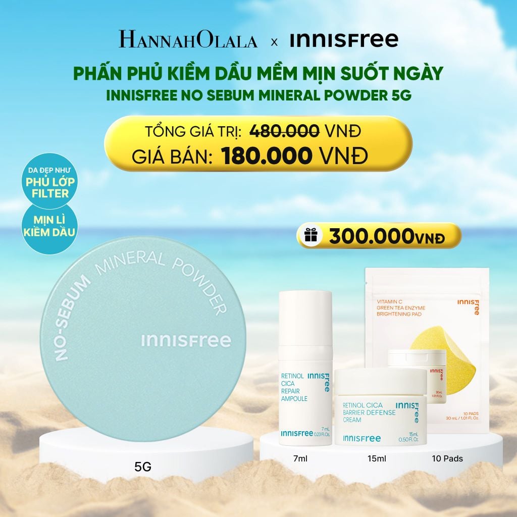  DEAL 14: PHẤN PHỦ BỘT KIỀM DẦU, MỊN LÌ LÂU TRÔI INNISFREE NO SEBUM MINERAL POWDER 5G (MẪU NGẪU NHIÊN) 