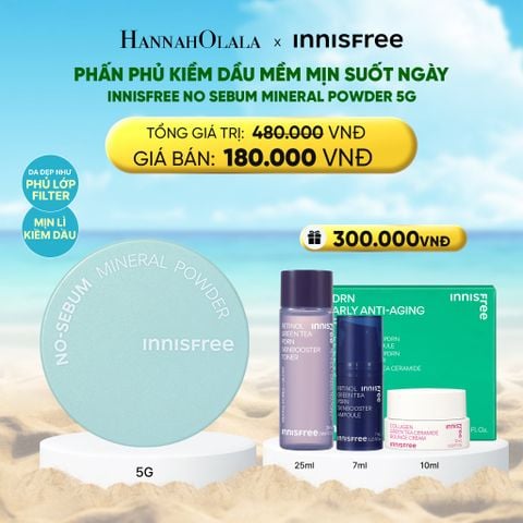 A1068_DEAL 14: PHẤN PHỦ BỘT KIỀM DẦU, MỊN LÌ LÂU TRÔI INNISFREE NO SEBUM MINERAL POWDER 5G (MẪU NGẪU NHIÊN) 