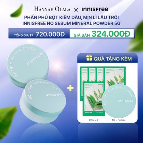  M71_DEAL 10: COMBO 02 PHẤN PHỦ BỘT KIỀM DẦU, MỊN LÌ LÂU TRÔI INNISFREE NO SEBUM MINERAL POWDER 5G 