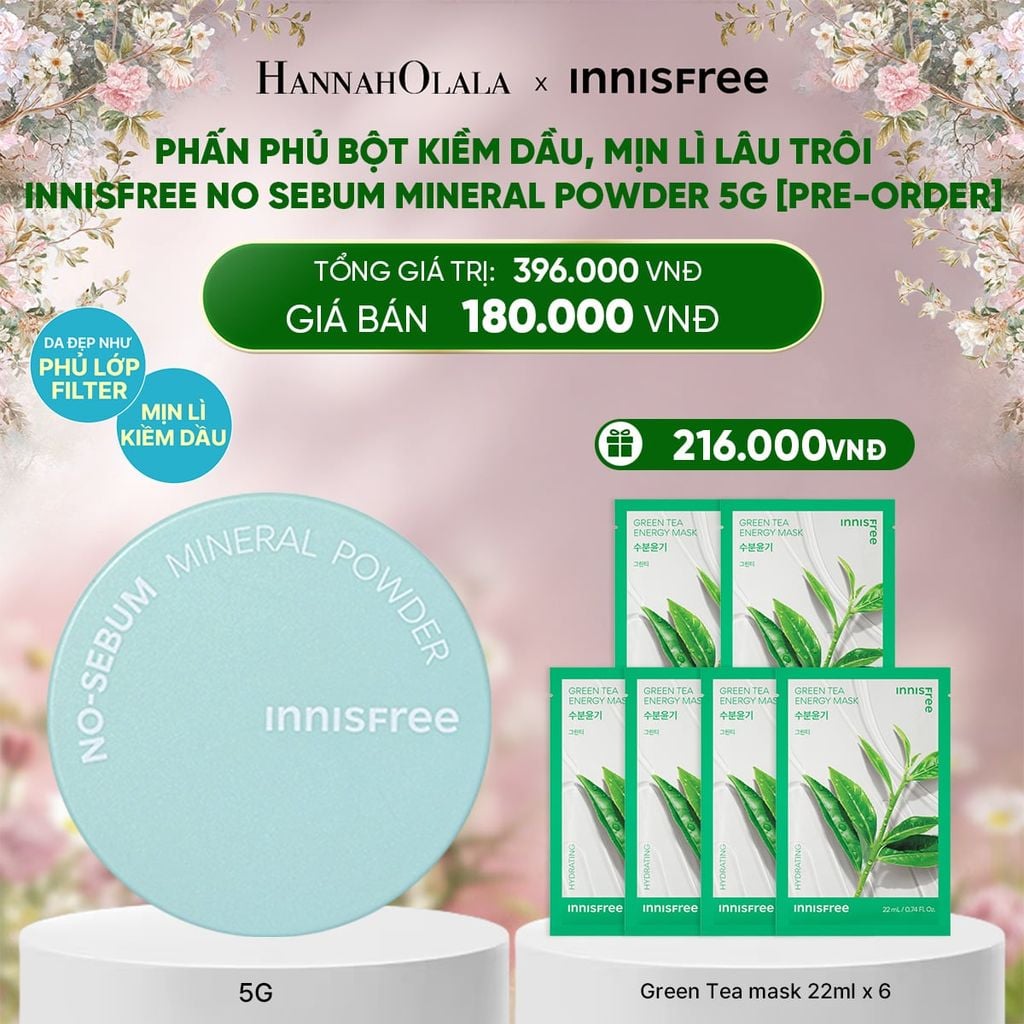  DEAL 16: [PRE-ORDER] PHẤN PHỦ BỘT KIỀM DẦU, MỊN LÌ LÂU TRÔI INNISFREE NO SEBUM MINERAL POWDER 5G (GIAO HÀNG TỪ NGÀY 15.03) 