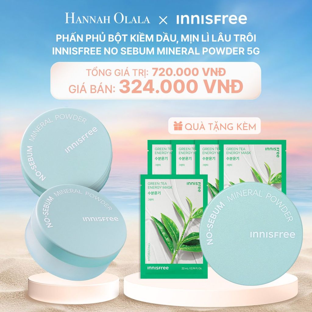  C129_DEAL 28: BỘ 02 PHẤN PHỦ BỘT KIỀM DẦU, MỊN LÌ LÂU TRÔI INNISFREE NO SEBUM MINERAL POWDER 5G 