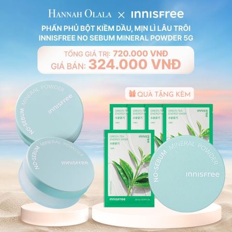  C129_DEAL 28: BỘ 02 PHẤN PHỦ BỘT KIỀM DẦU, MỊN LÌ LÂU TRÔI INNISFREE NO SEBUM MINERAL POWDER 5G 