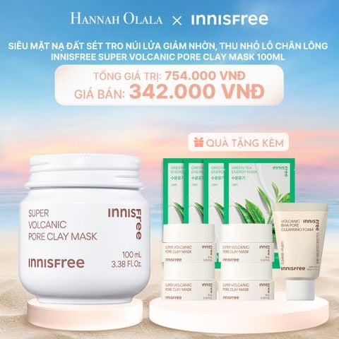  C113_DEAL 13: SIÊU MẶT NẠ ĐẤT SÉT TRO NÚI LỬA GIẢM NHỜN, THU NHỎ LỖ CHÂN LÔNG INNISFREE SUPER VOLCANIC PORE CLAY MASK 100ML 