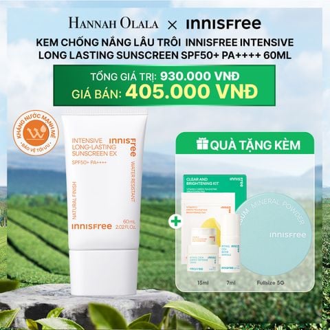 DEAL 18: KEM CHỐNG NẮNG LÂU TRÔI INNISFREE INTENSIVE LONG LASTING SUNSCREEN SPF50+ PA++++ 60ML 