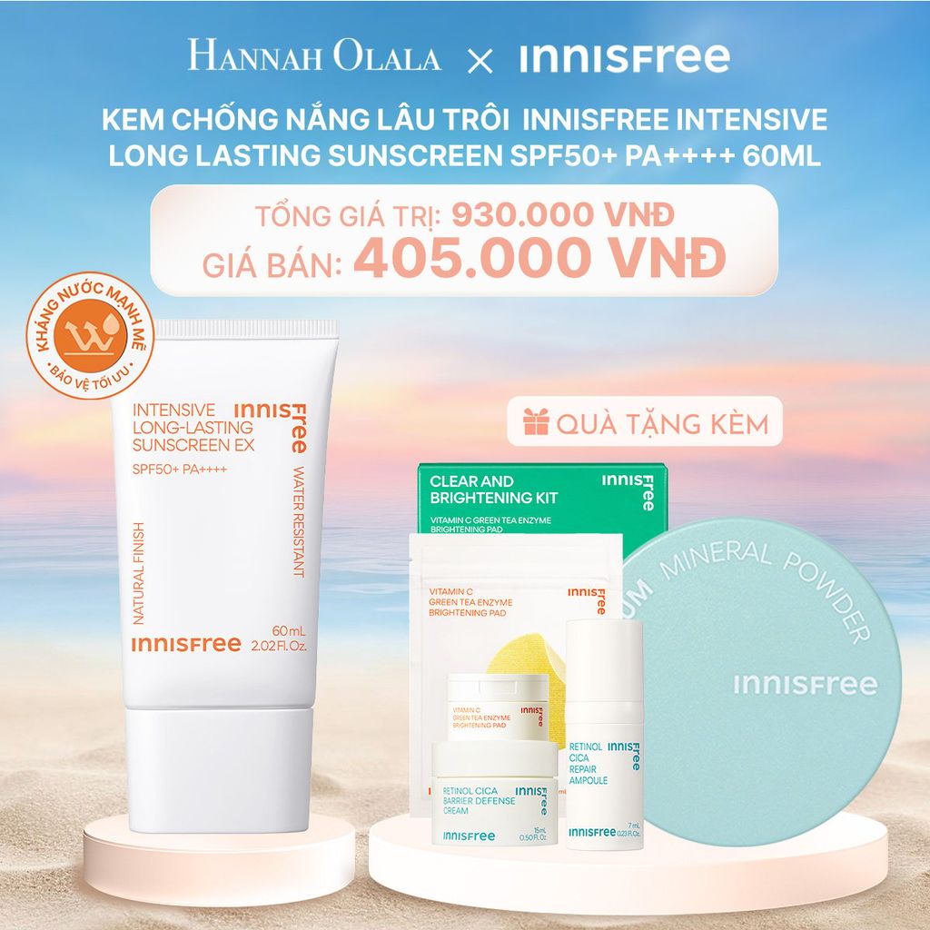  C130_DEAL 29: KEM CHỐNG NẮNG LÂU TRÔI INNISFREE INTENSIVE LONG LASTING SUNSCREEN SPF50+ PA++++ 60ML 