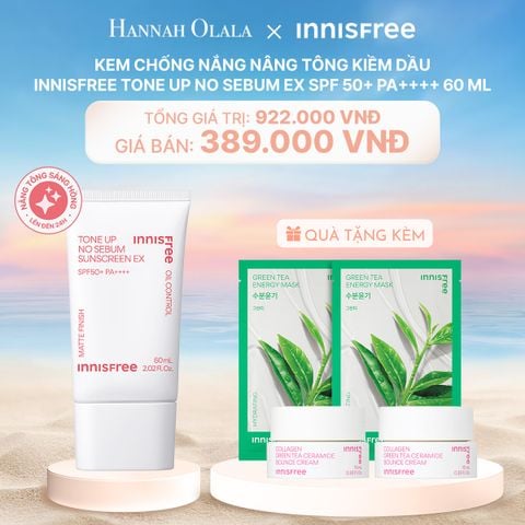  C109_DEAL 1: KEM CHỐNG NẮNG NÂNG TÔNG KIỀM DẦU INNISFREE TONE UP NO SEBUM EX SPF 50+ PA++++ 60 ML 