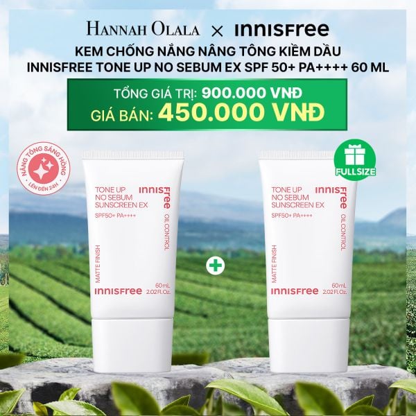  DEAL 1: KEM CHỐNG NẮNG NÂNG TÔNG KIỀM DẦU INNISFREE TONE UP NO SEBUM EX SPF 50+ PA++++ 60ML 
